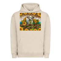 Pigment French Oak Western Charolais Heifer With Sunflowers Urban Hoodie - LillyAllenDesigns