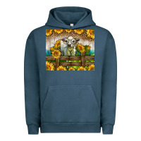 Pigment Midnight Navy Western Charolais Heifer With Sunflowers Urban Hoodie - LillyAllenDesigns