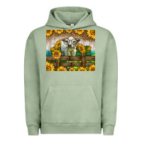Pigment Oil Green Western Charolais Heifer With Sunflowers Urban Hoodie - LillyAllenDesigns