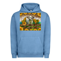 Pigment Pebble Blue Western Charolais Heifer With Sunflowers Urban Hoodie - LillyAllenDesigns