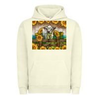 Pigment Pistachio Western Charolais Heifer With Sunflowers Urban Hoodie - LillyAllenDesigns