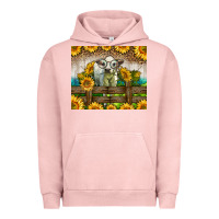 Pigment Salmon Western Charolais Heifer With Sunflowers Urban Hoodie - LillyAllenDesigns