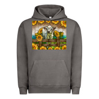 Pigment Tornado Western Charolais Heifer With Sunflowers Urban Hoodie - LillyAllenDesigns