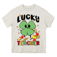 Cream lucky teacher Heavy Core Tee - MaliasSmallBusiness