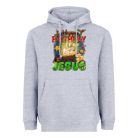 Heather Grey happy birthday jesus Heavyweight Hoodie - FaDigitalArtStudio