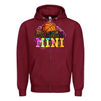 Burgundy basketball mini Zipper Hoodie - OliviaCreatesArt