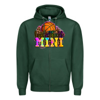 Sports Green basketball mini Zipper Hoodie - OliviaCreatesArt