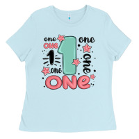 Baby Blue one  one one one Ladies Tee - MaliasSmallBusiness