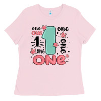 Bubblegum Pink one  one one one Ladies Tee - MaliasSmallBusiness