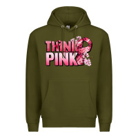Army Green Think pink Cancer Awareness Premium Hoodie - FaDigitalArtStudio
