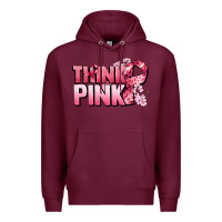 Burgundy Think pink Cancer Awareness Premium Hoodie - FaDigitalArtStudio