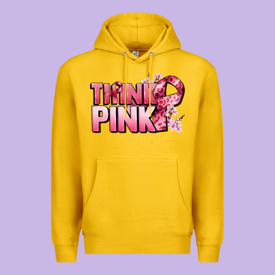 Think Pink Cancer Awareness Premium Hoodie Designed By Fadigitalartstudio