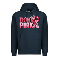 Navy Think pink Cancer Awareness Premium Hoodie - FaDigitalArtStudio