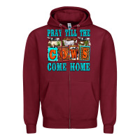 Burgundy pray till the cows come home olivia Zipper Hoodie - OliviaCreatesArt