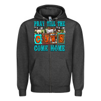 Charcoal Heather pray till the cows come home olivia Zipper Hoodie - OliviaCreatesArt