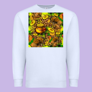St. Patrick's Chicken With Pot Of Gold Premium Sweatshirt Designed By Fadigitalartstudio