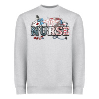 Heather Grey American Nurse 4th of july Heavyweight Sweatshirt - HowdyJamesFarm