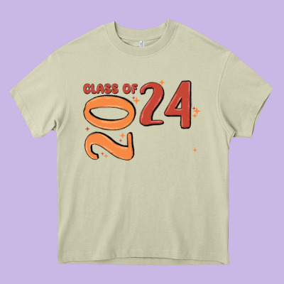 Custom Class Of 2024 Name Of School Font  Super Sn Heavy Core Tee Designed By Maliassmallbusiness