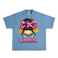 Pebble Blue cancer warrior messy bun Urban Heavy Tee - BarkalooDesign