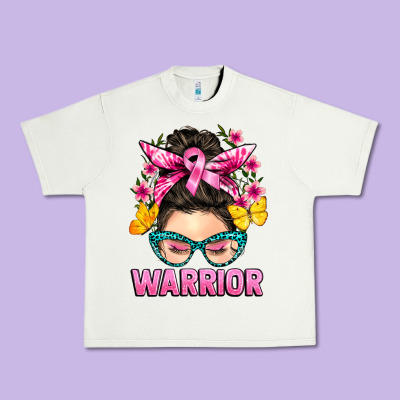 Cancer Warrior Messy Bun Urban Heavy Tee Designed By Barkaloodesign