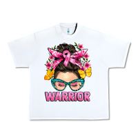 White cancer warrior messy bun Urban Heavy Tee - BarkalooDesign