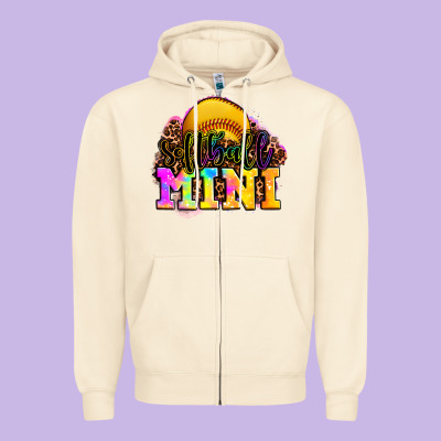 Softball Mini Zipper Hoodie Designed By Oliviacreatesart