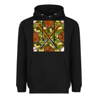 Black baseball bat and gloves with camouflage seamless pattern Heavyweight Hoodie - BundleAndBundleShop
