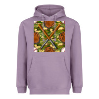 Lavender baseball bat and gloves with camouflage seamless pattern Heavyweight Hoodie - BundleAndBundleShop