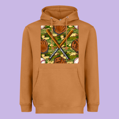 Baseball Bat And Gloves With Camouflage Seamless Pattern Heavyweight Hoodie Designed By Bundleandbundleshop