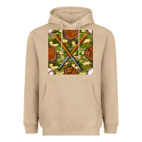 Mushroom baseball bat and gloves with camouflage seamless pattern Heavyweight Hoodie - BundleAndBundleShop