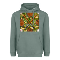 Sage baseball bat and gloves with camouflage seamless pattern Heavyweight Hoodie - BundleAndBundleShop