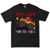 Black just a boy who loves monster trucks Premium Tee - MaliasSmallBusiness