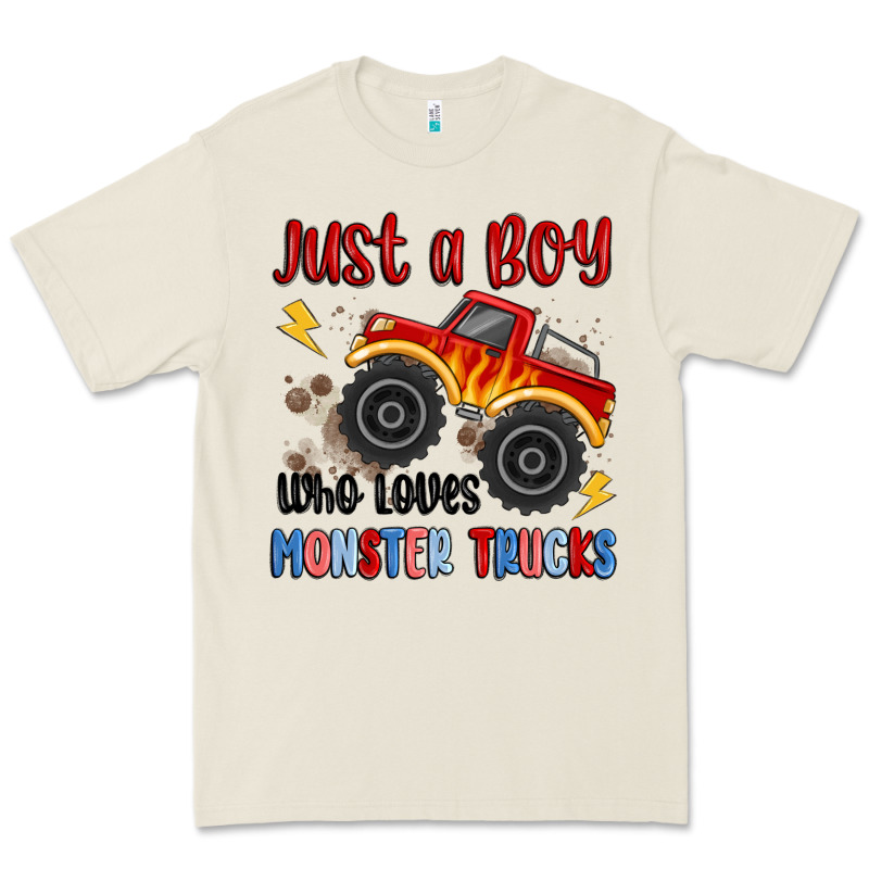 Just A Boy Who Loves Monster Trucks Premium Tee by MaliasSmallBusiness | Teevron