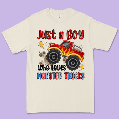 Just A Boy Who Loves Monster Trucks Premium Tee Designed By Maliassmallbusiness