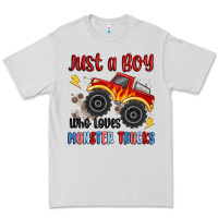 Dove Grey just a boy who loves monster trucks Premium Tee - MaliasSmallBusiness
