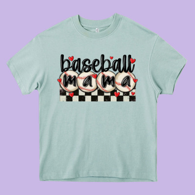 Baseball Mama Heavy Core Tee Designed By Maliassmallbusiness