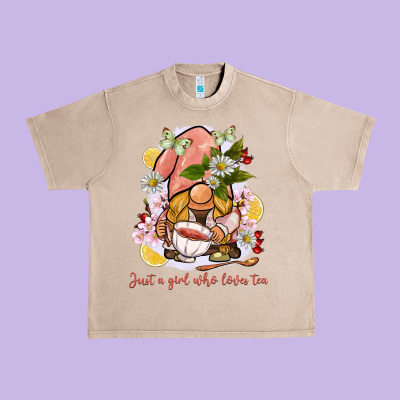 Just A Girl Who Loves Tea Gnome Urban Heavy Tee Designed By Barkaloodesign