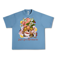 Pebble Blue just a girl who loves tea gnome Urban Heavy Tee - BarkalooDesign
