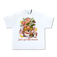White just a girl who loves tea gnome Urban Heavy Tee - BarkalooDesign