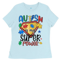 Baby Blue autism is my super power Ladies Tee - MaliasSmallBusiness