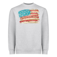 Heather Grey American flag with leopard Heavyweight Sweatshirt - HowdyJamesFarm