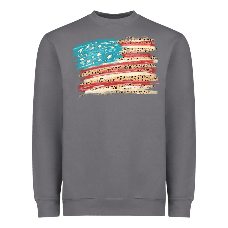 American Flag With Leopard Heavyweight Sweatshirt by HowdyJamesFarm | Teevron