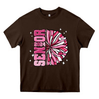 Chocolate Brown senior 2024 pink cheer Heavy Core Tee - MaliasSmallBusiness