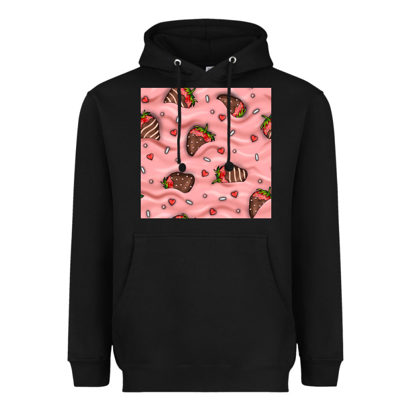Valentines Day Strawberries In Cream Seamless Pattern Heavyweight Hoodie by BundleAndBundleShop | Teevron