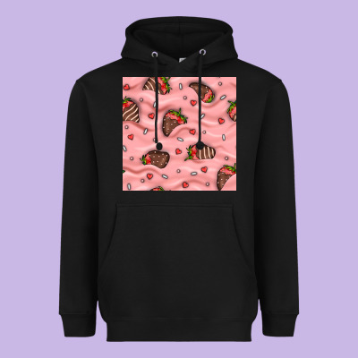 Valentines Day Strawberries In Cream Seamless Pattern Heavyweight Hoodie Designed By Bundleandbundleshop