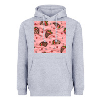 Heather Grey valentines day strawberries in cream seamless pattern Heavyweight Hoodie - BundleAndBundleShop