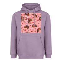 Lavender valentines day strawberries in cream seamless pattern Heavyweight Hoodie - BundleAndBundleShop