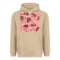 Mushroom valentines day strawberries in cream seamless pattern Heavyweight Hoodie - BundleAndBundleShop
