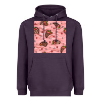 Plum valentines day strawberries in cream seamless pattern Heavyweight Hoodie - BundleAndBundleShop