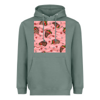 Sage valentines day strawberries in cream seamless pattern Heavyweight Hoodie - BundleAndBundleShop